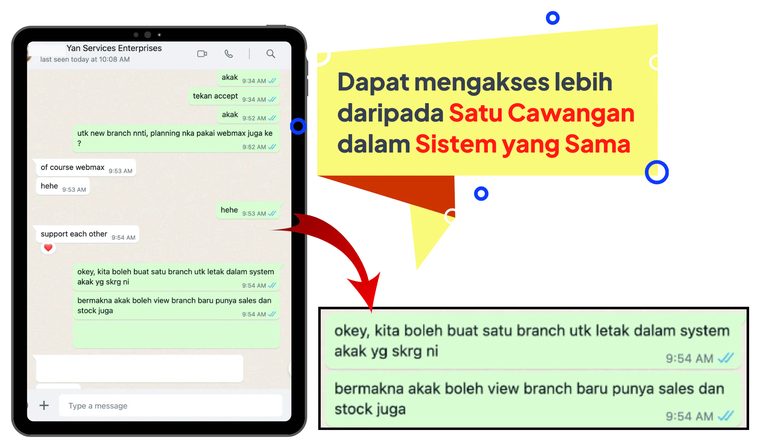 Akses banyak cawangan dalam satu sistem WebMax