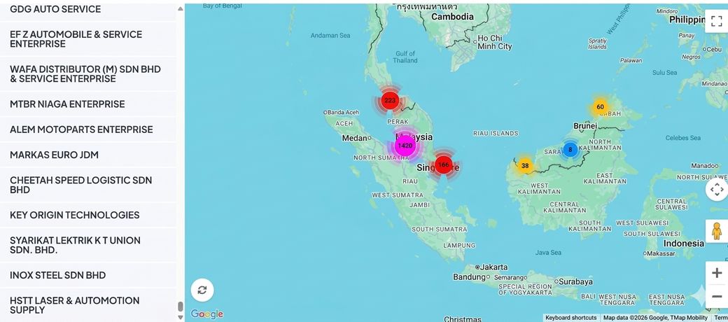 Peta live 1900+ workshop guna WebMax seluruh Malaysia