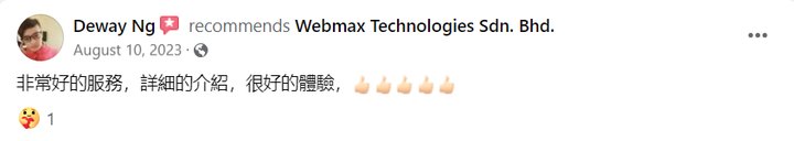 Review Facebook pelanggan WebMax