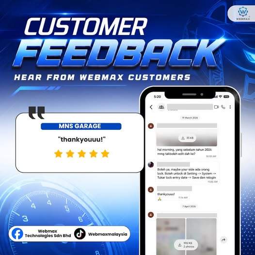 Screenshot maklum balas pelanggan WebMax - MNS Garage